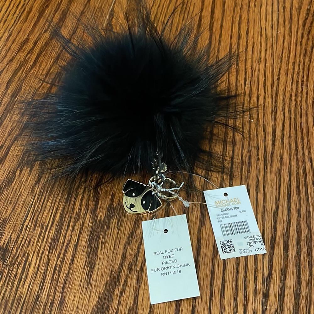 NWT Michael Kors dog charm fur, black, so cute!